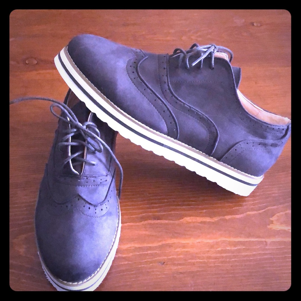 New grey suede lace up oxfords